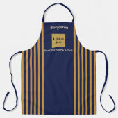カスタム海軍と金ゴールドストライプ エプロン (正面)