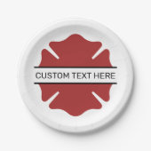 カスタム消防の赤いロゴシンボル ペーパープレート (正面)