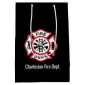 カスタム消防士の贈り物 ミディアムペーパーバッグ (裏面)