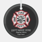 カスタム消防士オーナメント消防士マルチーズクロス ガラスオーナメント (正面)