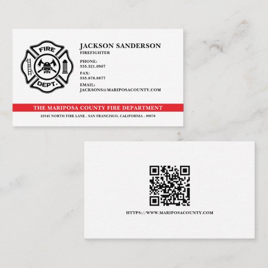 カスタム消防士QRコード 名刺 (正面/裏面)