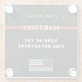 カスタム消防用薄型レッドライン消防署 ガラスコースター (裏面)