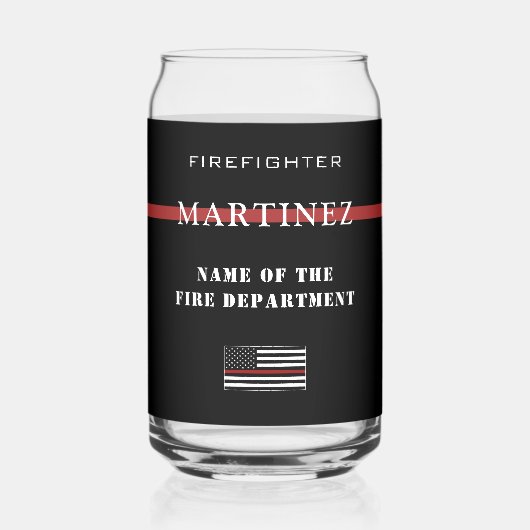 カスタム消防用薄型レッドライン消防署 ガラス缶 (正面)