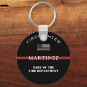 カスタム消防用薄型レッドライン消防署 キーホルダー (正面)