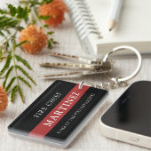 カスタム消防用薄型レッドライン消防署 キーホルダー (正面右)