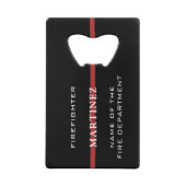 カスタム消防用薄型レッドライン消防署 クレジットカード栓抜き (正面)