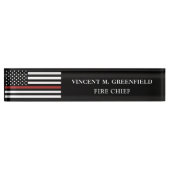  カスタム消防用薄型レッドライン消防署 デスクネームプレート (正面)