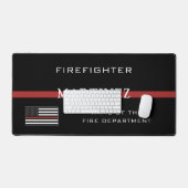 カスタム消防用薄型レッドライン消防署 デスクマット (キーボード&マウス)