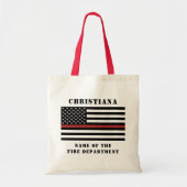 カスタム消防用薄型レッドライン消防署 トートバッグ (正面)
