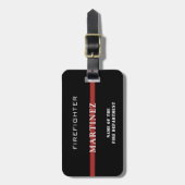 カスタム消防用薄型レッドライン消防署 ラゲッジタグ (正面縦)