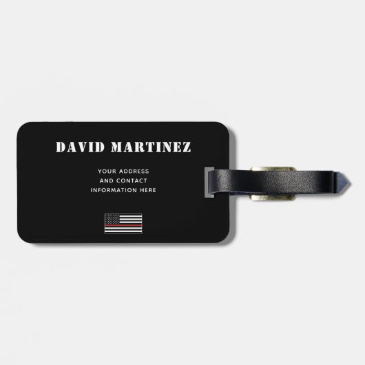 カスタム消防用薄型レッドライン消防署 ラゲッジタグ (裏面横)