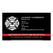 カスタム消防署の消防隊の赤い線のロゴ マグネット名刺 (正面)