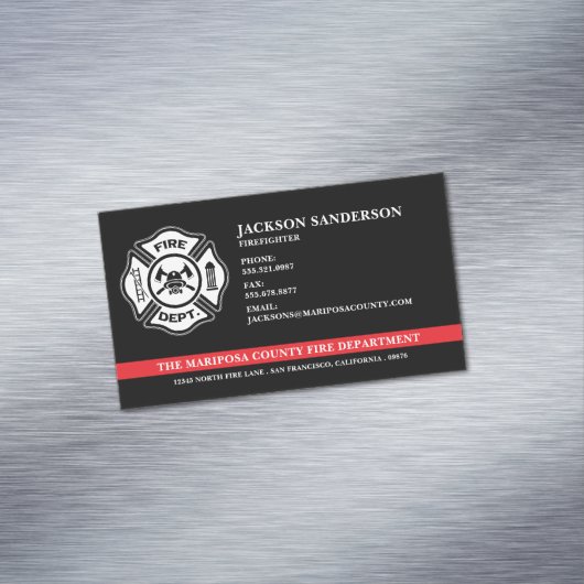 カスタム消防署の消防隊の赤い線のロゴ マグネット名刺 (インサイチュ)