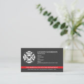 カスタム消防署の消防隊の赤い線のロゴ 名刺 (スタンド正面)