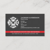 カスタム消防署の消防隊の赤い線のロゴ 名刺 (正面)