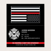 カスタム消防署の消防隊の赤い線のロゴ 名刺 (外部フラット)