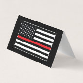 カスタム消防署の消防隊の赤い線のロゴ 名刺 (裏面)