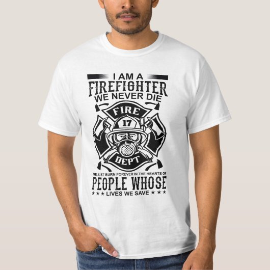 カスタム消防署ナンバー "We Never Die" Tシャツ (正面)