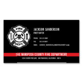 カスタム消防署レッドラインロゴ マグネット名刺 (正面)