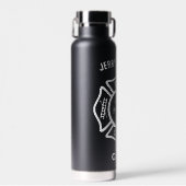 カスタム消防署消防士バッジ ウォーターボトル (正面)