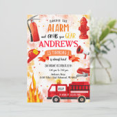 カスタム消防車の誕生日パーティー 招待状 (スタンド正面)