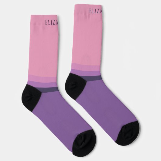カスタム淡紫色バイオレットカラーブロック ソックス (右)