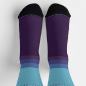 カスタム淡青色パープルカラーブロック ソックス (上部)