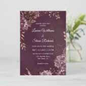 カスタム深いダークチョコレートフラワー結婚ズ 招待状 (スタンド正面)
