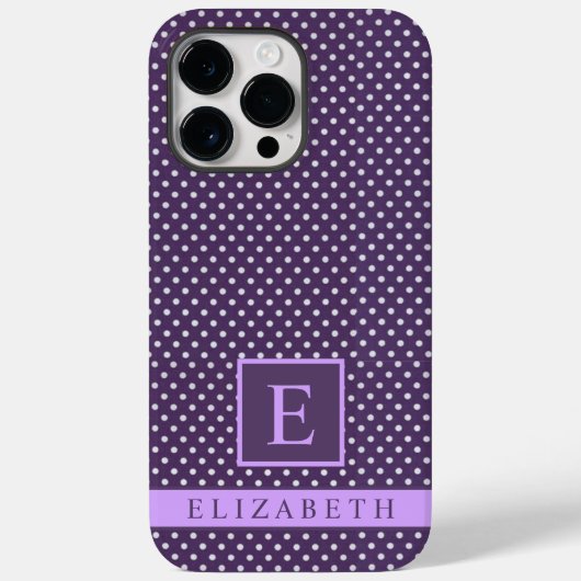 カスタム深いダーク鮮やかな紫ホワイト水玉模様 Case-Mate iPhoneケース (裏面)