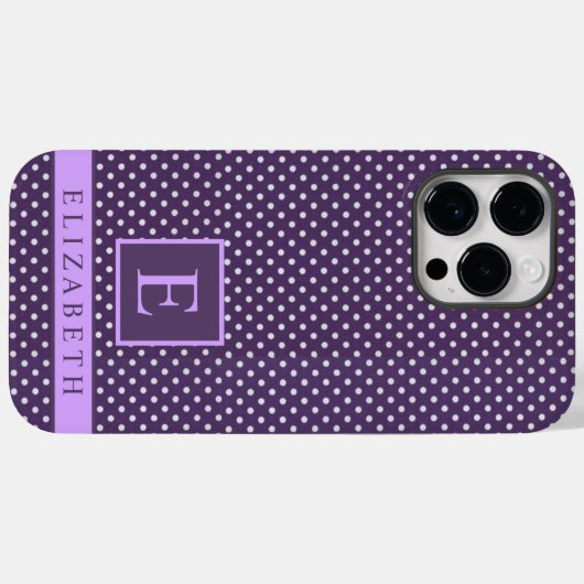 カスタム深いダーク鮮やかな紫ホワイト水玉模様 Case-Mate iPhoneケース (裏面 (横))