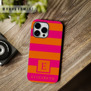 カスタム深いピンクオレンジカラーストライプ Case-Mate iPhone 14 PRO MAXケース