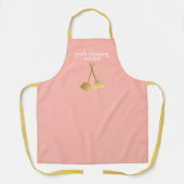 カスタム清掃サービス社名ピンク&金ゴールドスタッフ エプロン (正面)