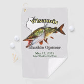 カスタム湖/デイトウィスコンシンムスキー魚釣りタオル ゴルフタオル (インサイチュ)