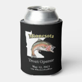 カスタム湖/日付ミネソタトラウオープナーダーク 缶クーラー (缶正面)