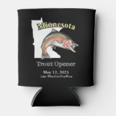カスタム湖/日付ミネソタトラウオープナーダーク 缶クーラー (正面)