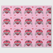 カスタム漫画ブックスタイルピンクハートギフト ラッピングペーパー (フラット)