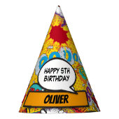 カスタム漫画ブックスーパーヒーロー誕生日 パーティーハット (正面)