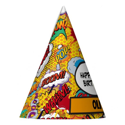 カスタム漫画ブックスーパーヒーロー誕生日 パーティーハット (左)