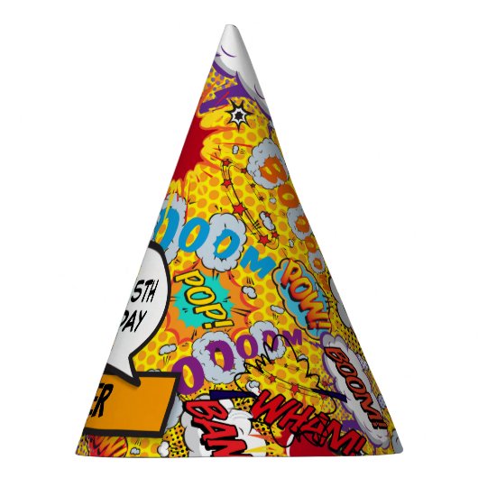 カスタム漫画ブックスーパーヒーロー誕生日 パーティーハット (右)