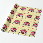 カスタム漫画本スタイル黄色ハートギフト ラッピングペーパー (アンロールド)