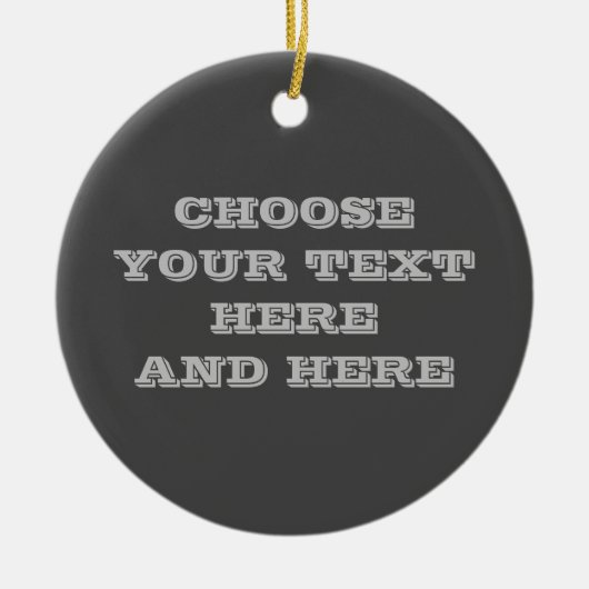 カスタム濃い灰色のオーナメント – 両側のテキスト セラミックオーナメント (正面)