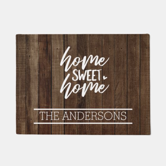 カスタム濃い茶色の木目 |ホームスイートホーム ドアマット (正面)