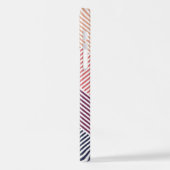 カスタム濃い青マゼンタ赤オレンジ色のオレンジ色のストライプパターン iPhoneケース (左側面)