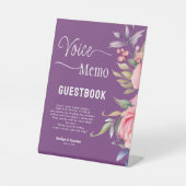 カスタム濃厚パープルピンク牡丹の結婚音声メモ 台座サイン (正面)