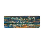 カスタム濃素朴茶ティール(緑がかった色)ブルーウッドグレイン ラベル (正面)