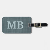 カスタム濃色ティール（緑がかった色）ブルーグレーカラー ラゲッジタグ (正面横)