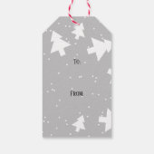 カスタム灰色と白のクリスマスツリーの贈り物ラベル ギフトタグ (裏面)