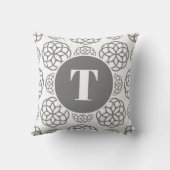 カスタム灰色の円パタモノグラムのーン クッション (裏面)