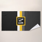 カスタム灰色イエローホワイトカラーブロック バスタオル (バスタオル)