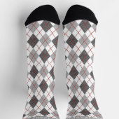 カスタム灰色白黒赤パタアーガイルーン ソックス (上部)